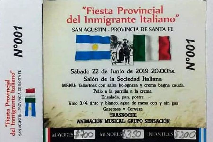 Fiesta Provincial del Inmigrante Italiano - Tarjeta