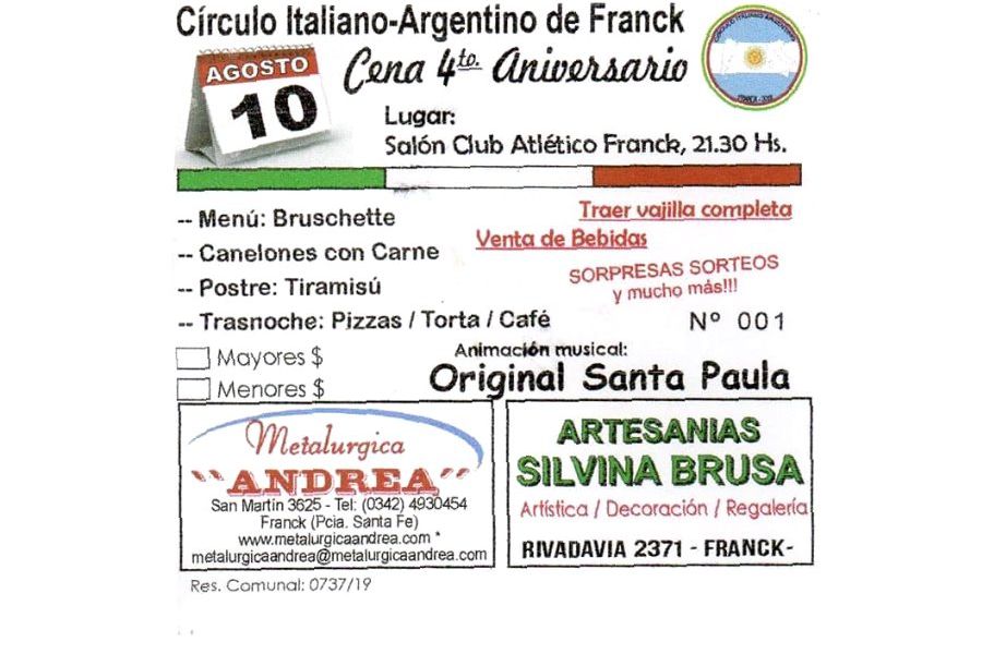Tarjeta Circulo Italiano-Argentino