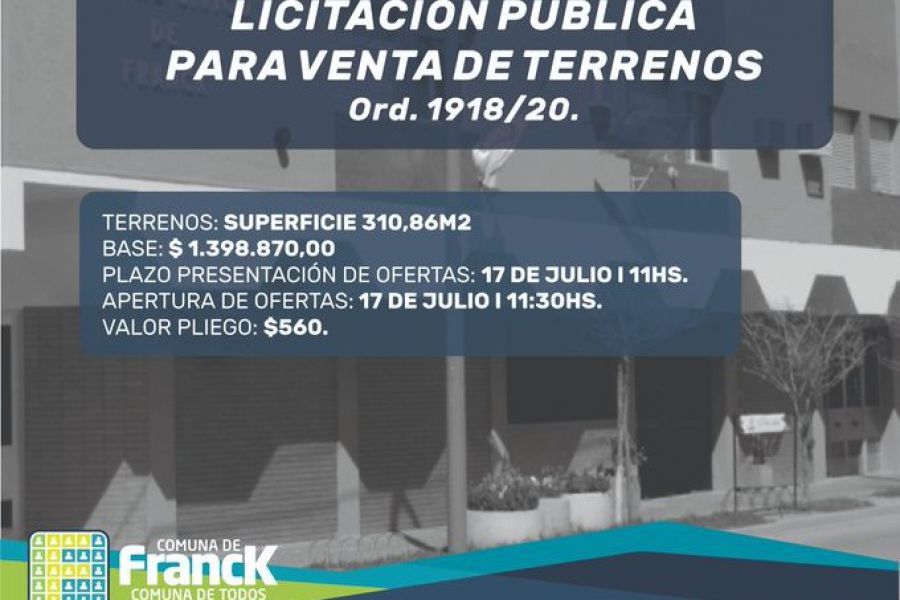 Licitación pública para la venta de terrenos