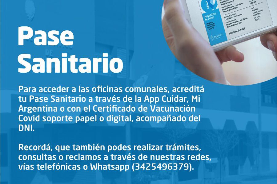 Pase Sanitario, desde el lunes 10/01/2022