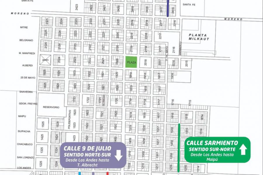 Cambios en el sentido de circulación de calles de la localidad y nuevas bicisendas