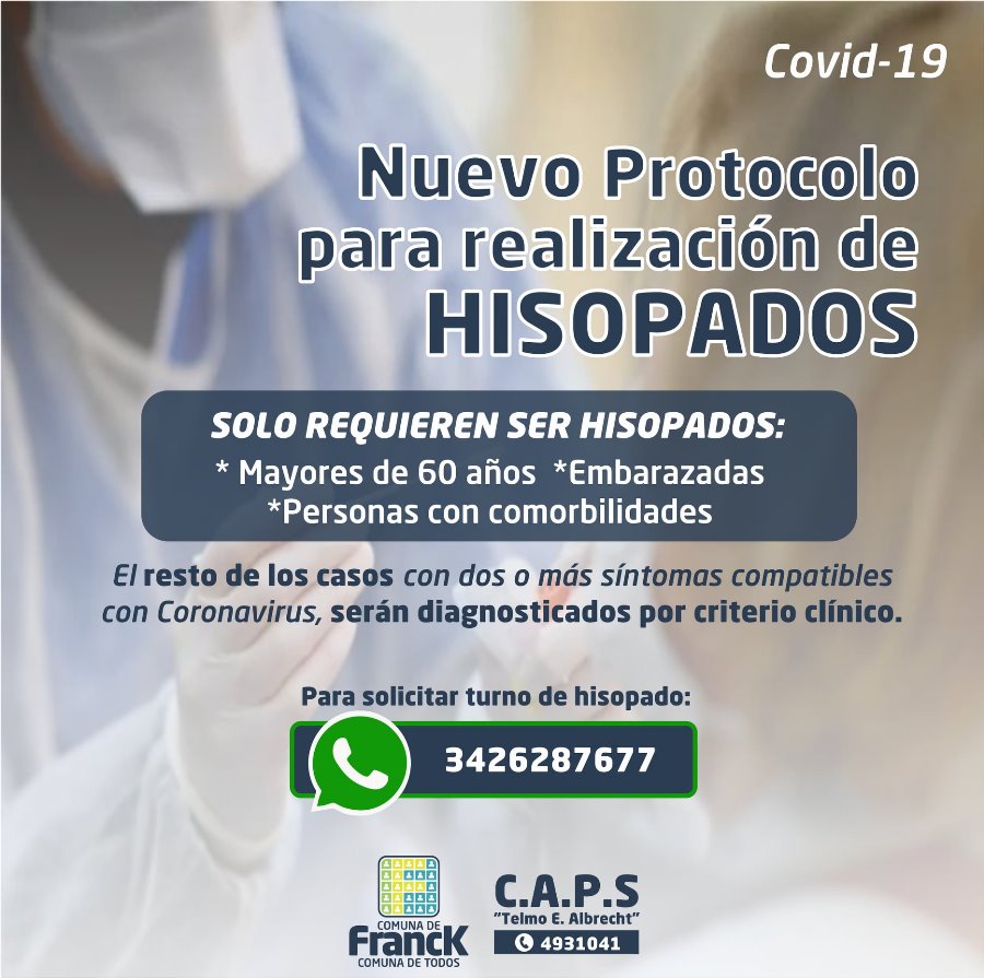 Aviso CAPS - Hisopados Covid-19