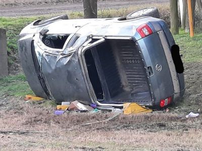 Despiste y vuelco en la Ruta 67-S