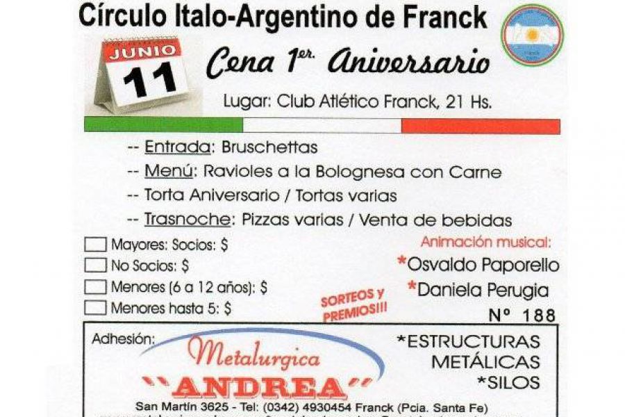 Tarjeta - Circulo Italo Argentino