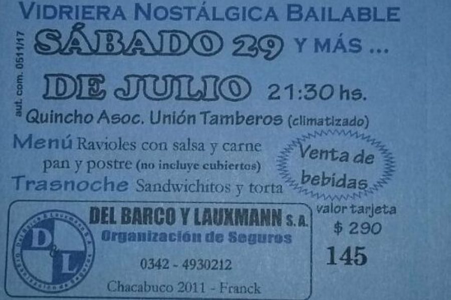 Tarjeta Vidriera Nostalgica Bailable  - Tercera Edicion