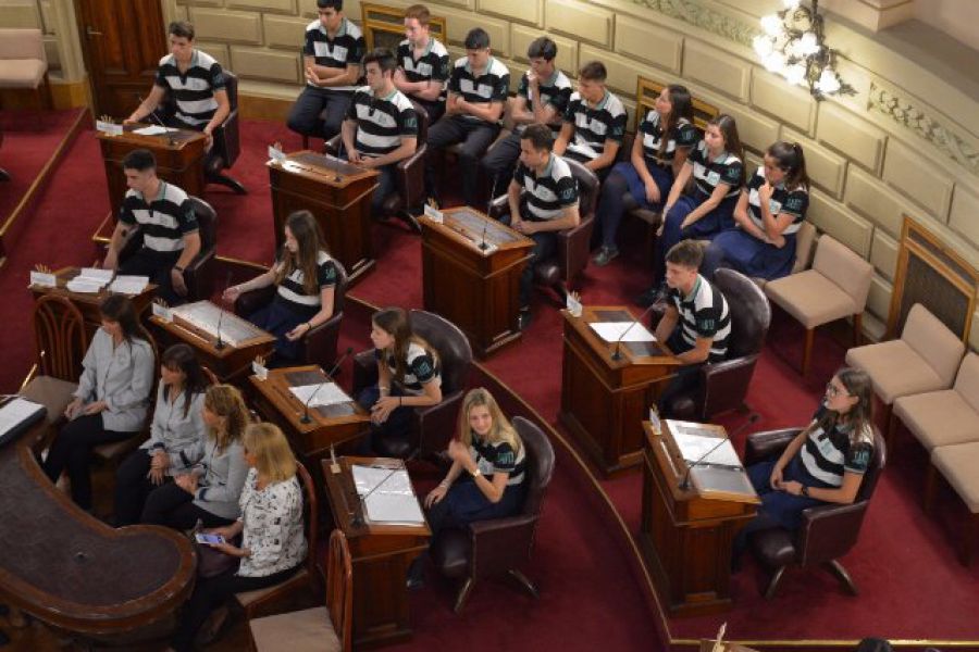 Pirola con Escuela de Pilar en el Senado