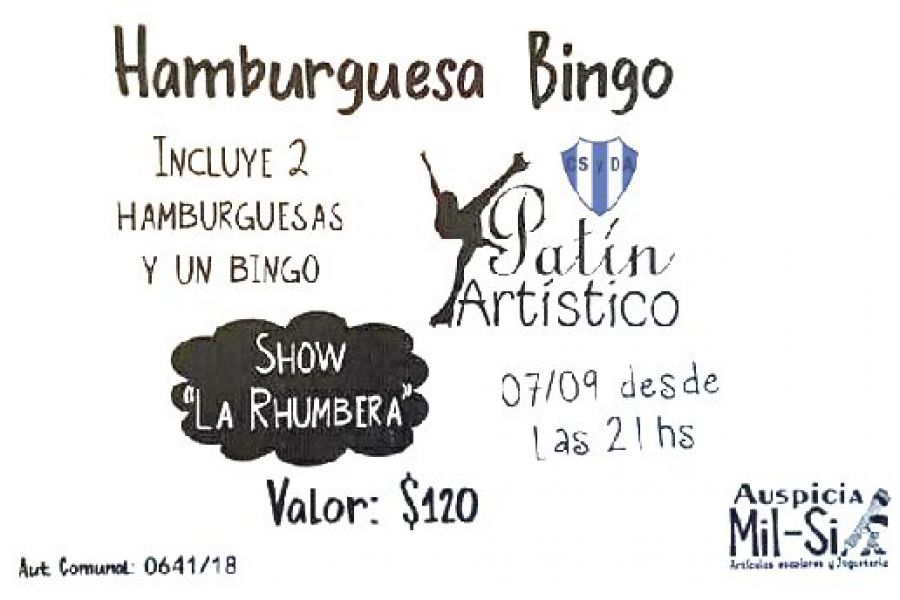 Tarjeta Hamburguesa Bingo - Patin CSyDA