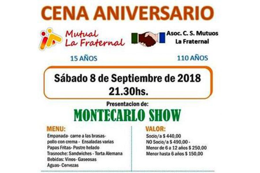 Cena Aniversario La Fraternal
