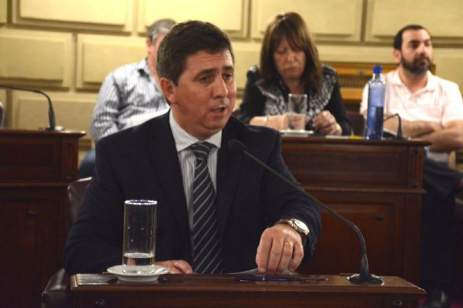 Pirola en su banca de Senador