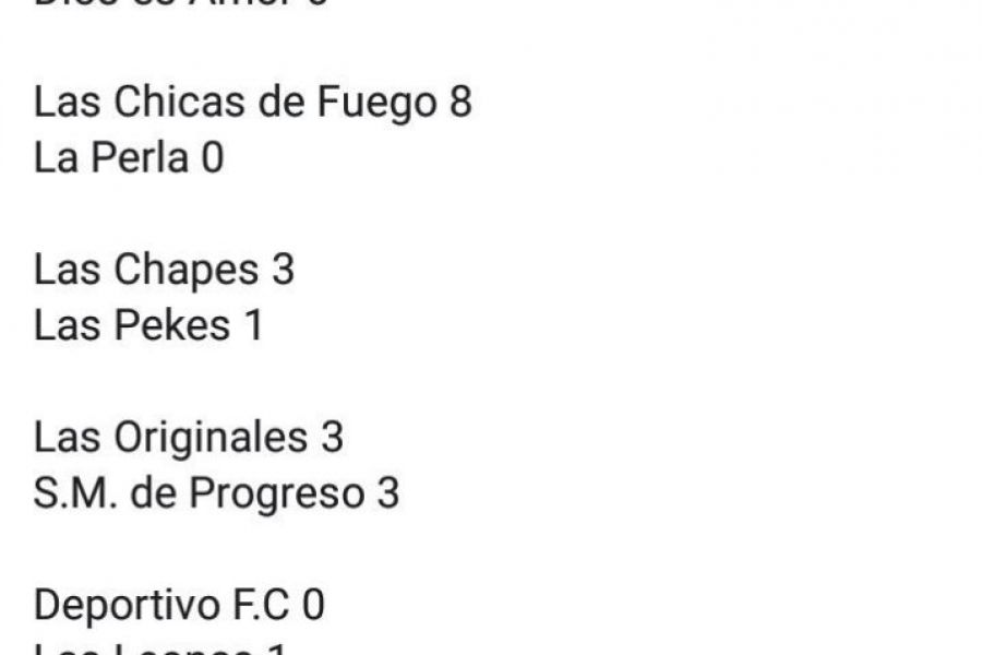 Resultados Liga Amistad - Fecha 9