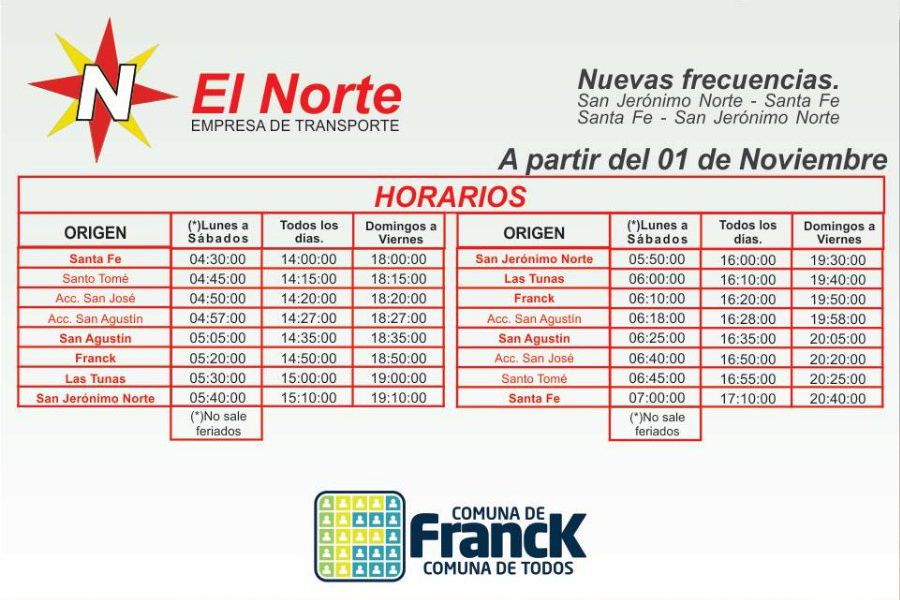 Horarios El Norte