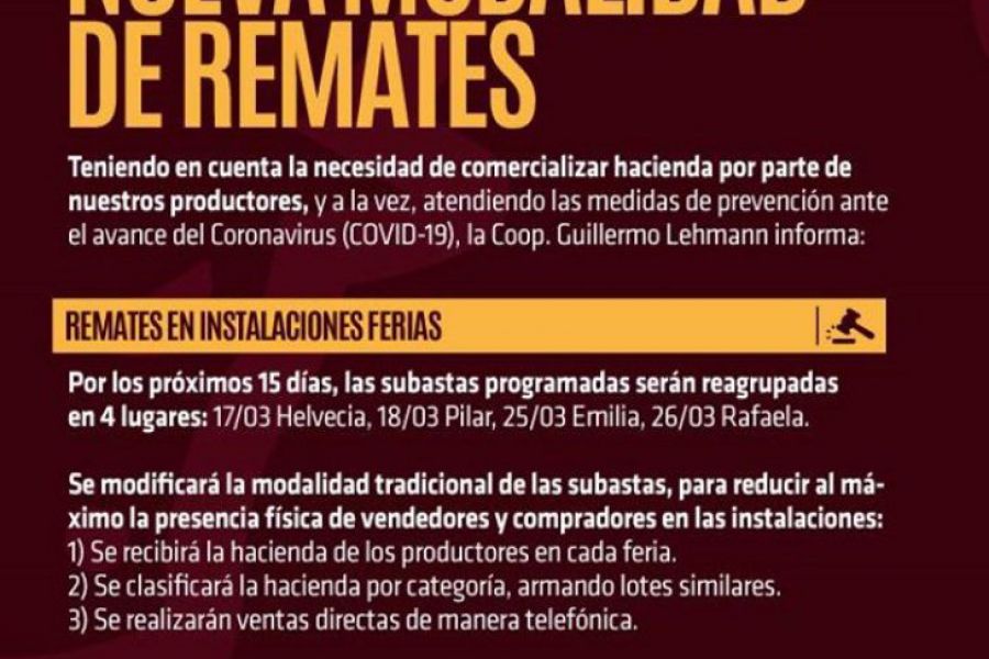 Aviso Cooperativa Guillermo Lehmann