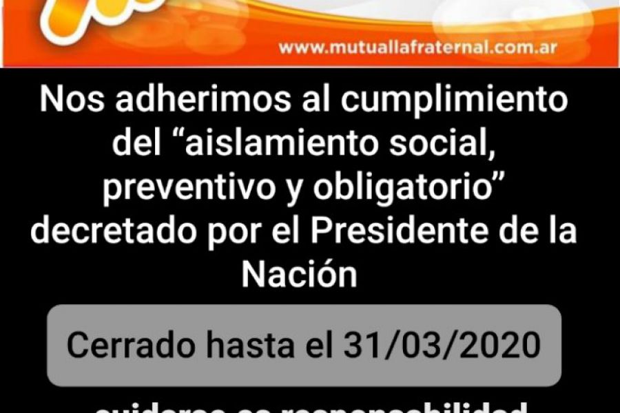 Aviso Covid-19 Mutual La Fraternal