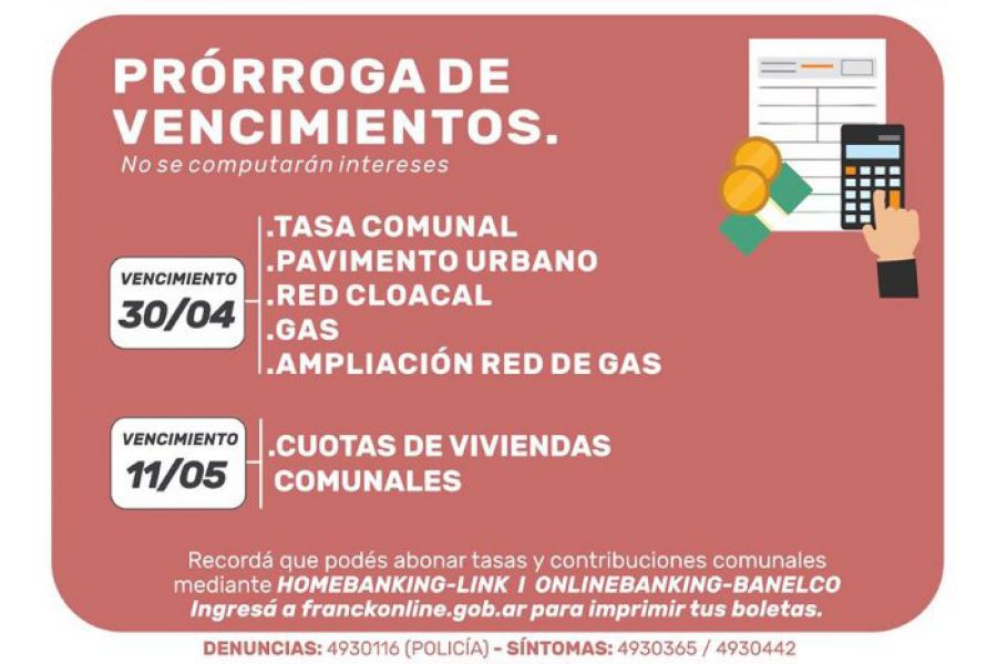 Prorroga de vencimientos Comunales