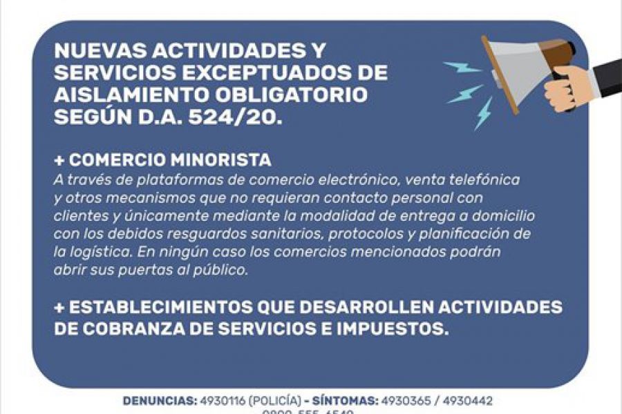 Actividades exceptuadas Decreto 524-20