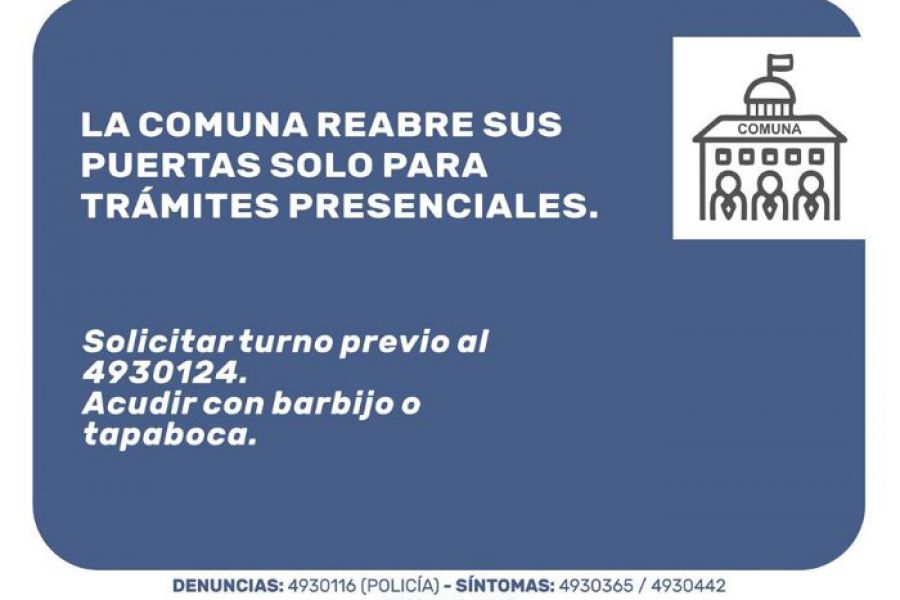 La Comuna reabre sus oficinas