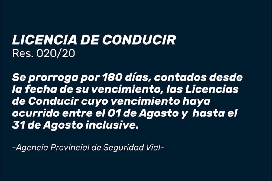 Prorroga de licencias para conducir