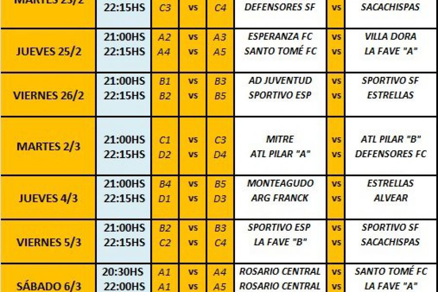 Fixture - Encuentro Regional de futsal