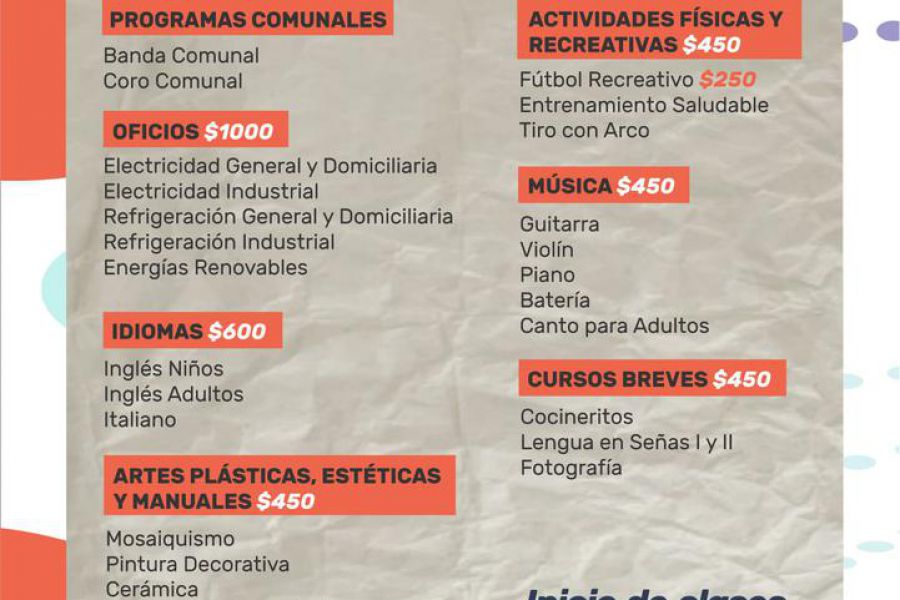 Escuela de Artes y Oficios - Ciclo Lectivo 2021