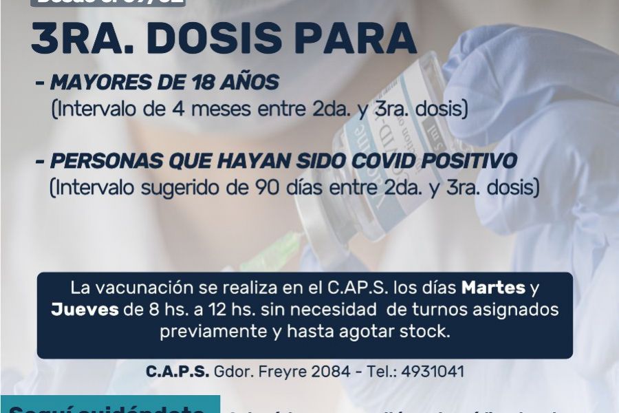 Recordatorio de vacunación Covid-19 en el CAPS