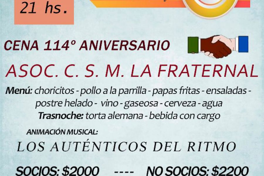 114 Aniversario La Fraternal - Tarjeta