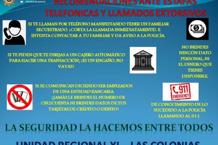 Recomendaciones por estafas ó llamados extorsivos - Afiche URXI