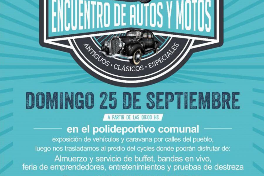 Encuentro de Autos y Motos en el Cycles - Afiche