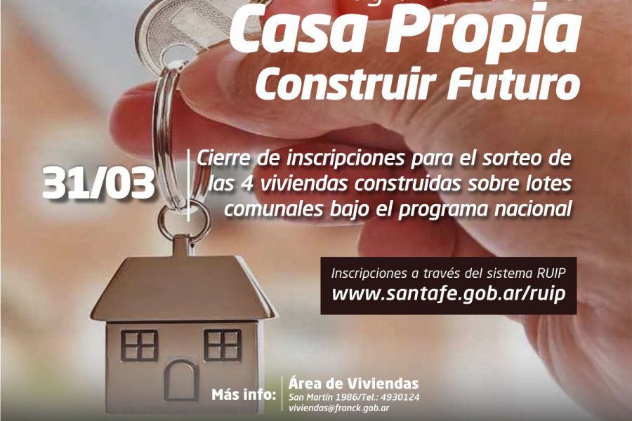 Cierre de inscripciones del programa “Casa Propia-Construir Futuro”