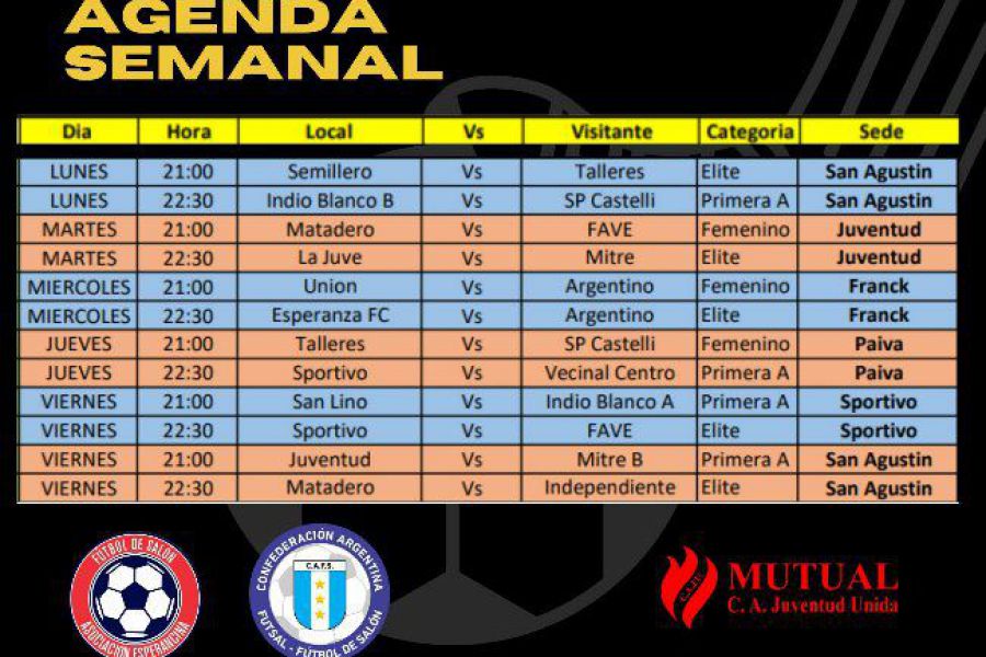 Futsal Las Colonias - Agenda Semanal
