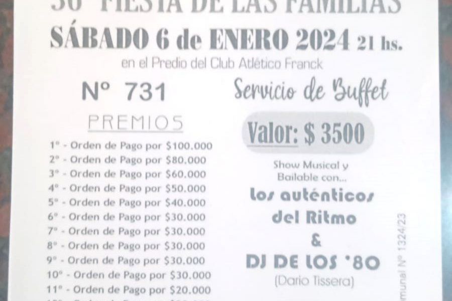 Sortearán el bono contribución de la 36° Fiesta de las Familias