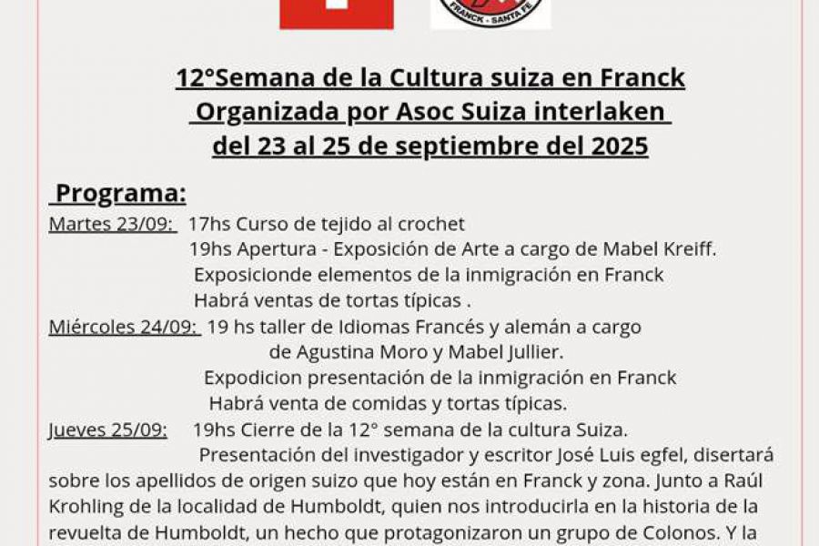 12° Semana de la Cultura Suiza en Interlaken
