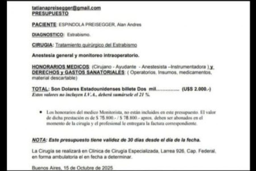 Presupuesto para Alan Espíndola