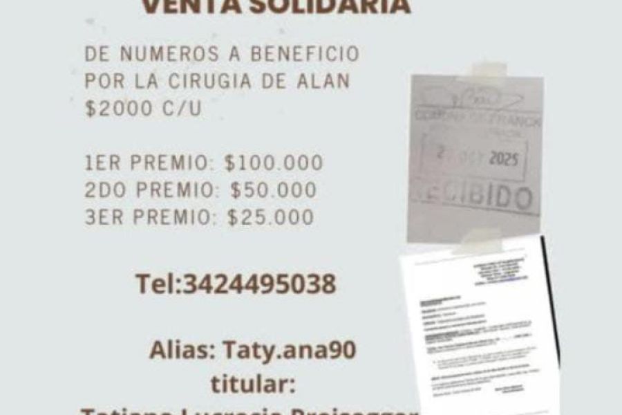 Venta solidaria para Alan