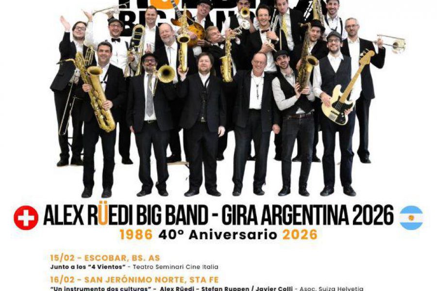 La Alex Rüedi Big Band llega a Argentina - Afiche