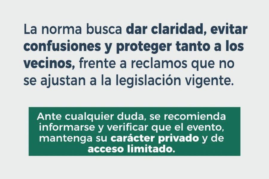 Eventos privados sin aranceles