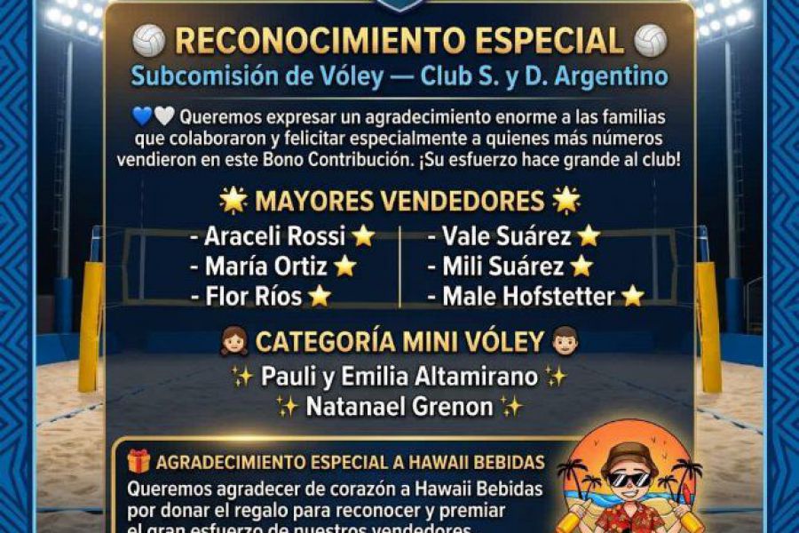 Reconocimiento de la Sub Comisión Voley CSyDA