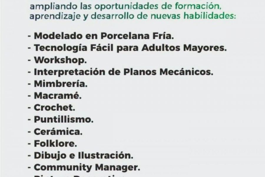 Propuestas de capacitación - Escuela de Artes y Oficios