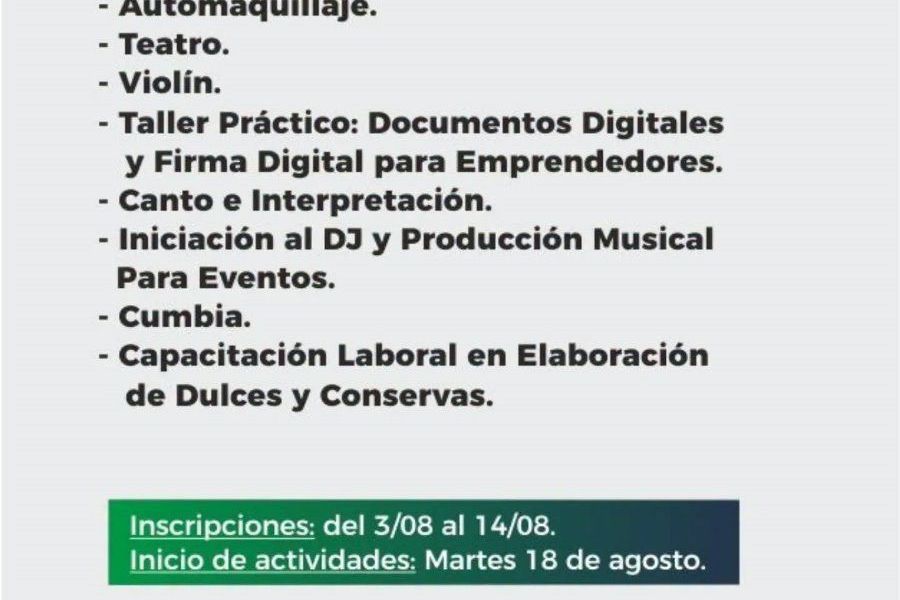 Propuestas de capacitación - Escuela de Artes y Oficios