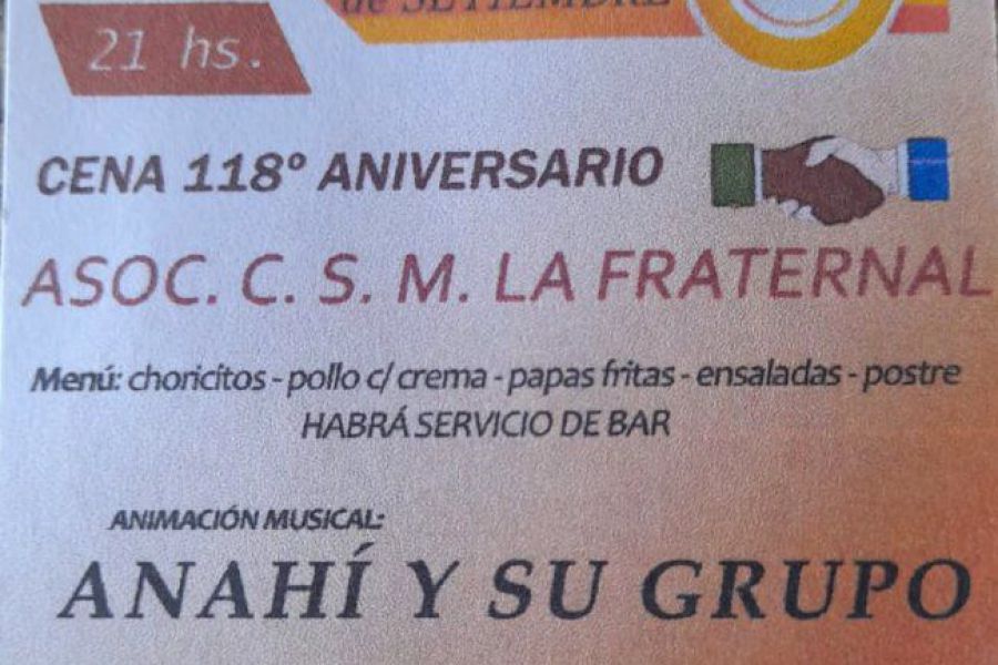 Cena 118 Aniversario de La Fraternal